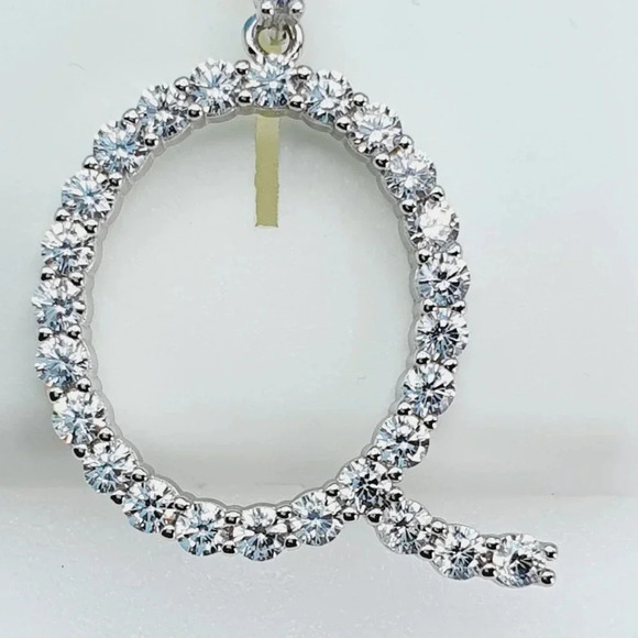 "925 Sterling Silver Cubic Zirconia Initial Pendant, UU1P6A6183 - Picture 8 of 9